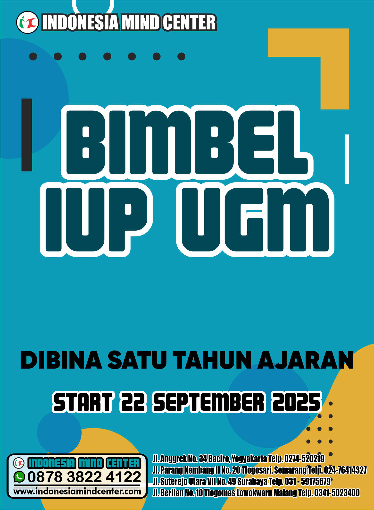 BIMBEL IUP UGM DIBINA SATU TAHUN AJARAN START 22 SEPTEMBER 2025