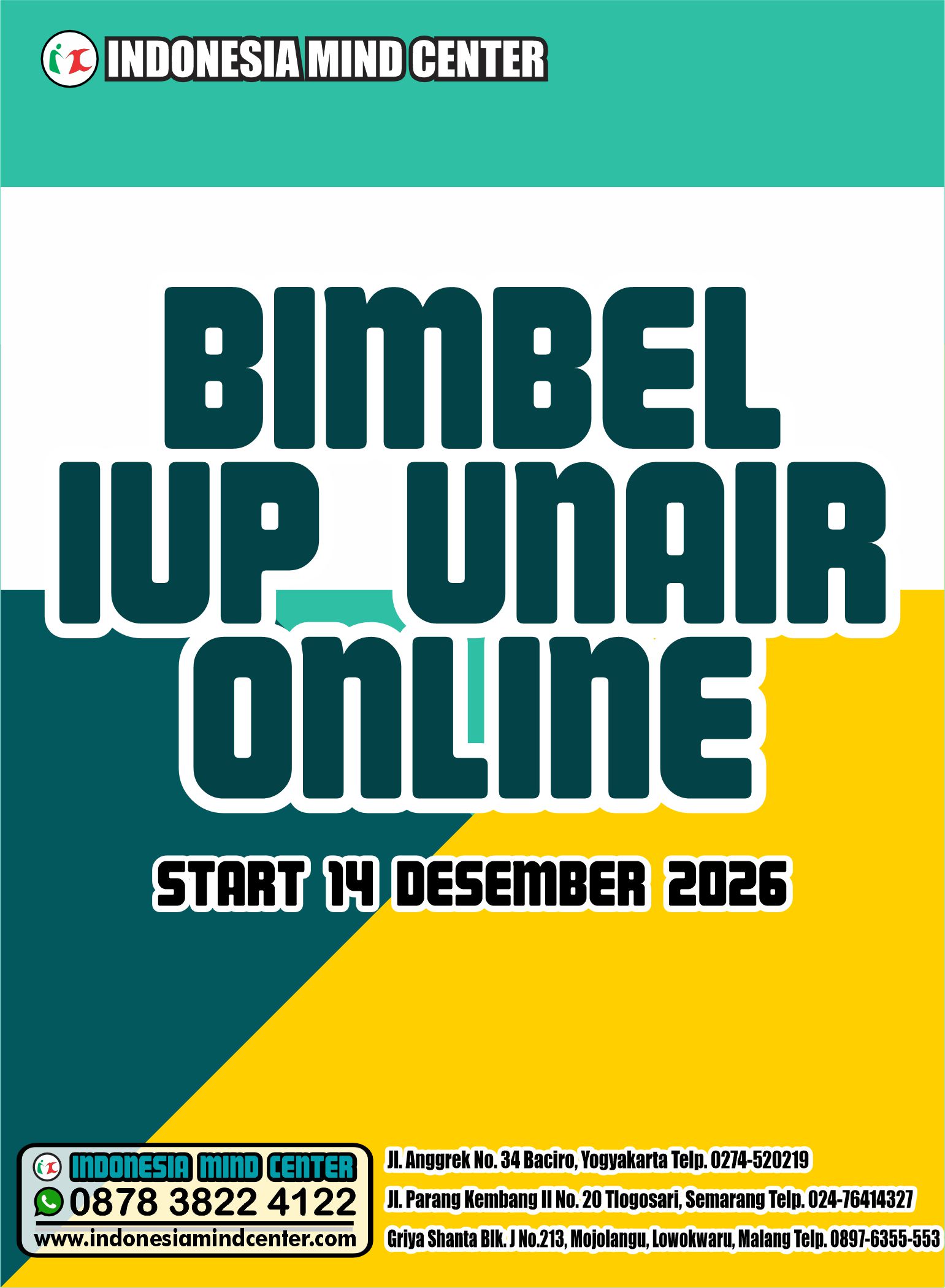 BIMBEL IUP UNAIR ONLINE START 14 DESEMBER 2026