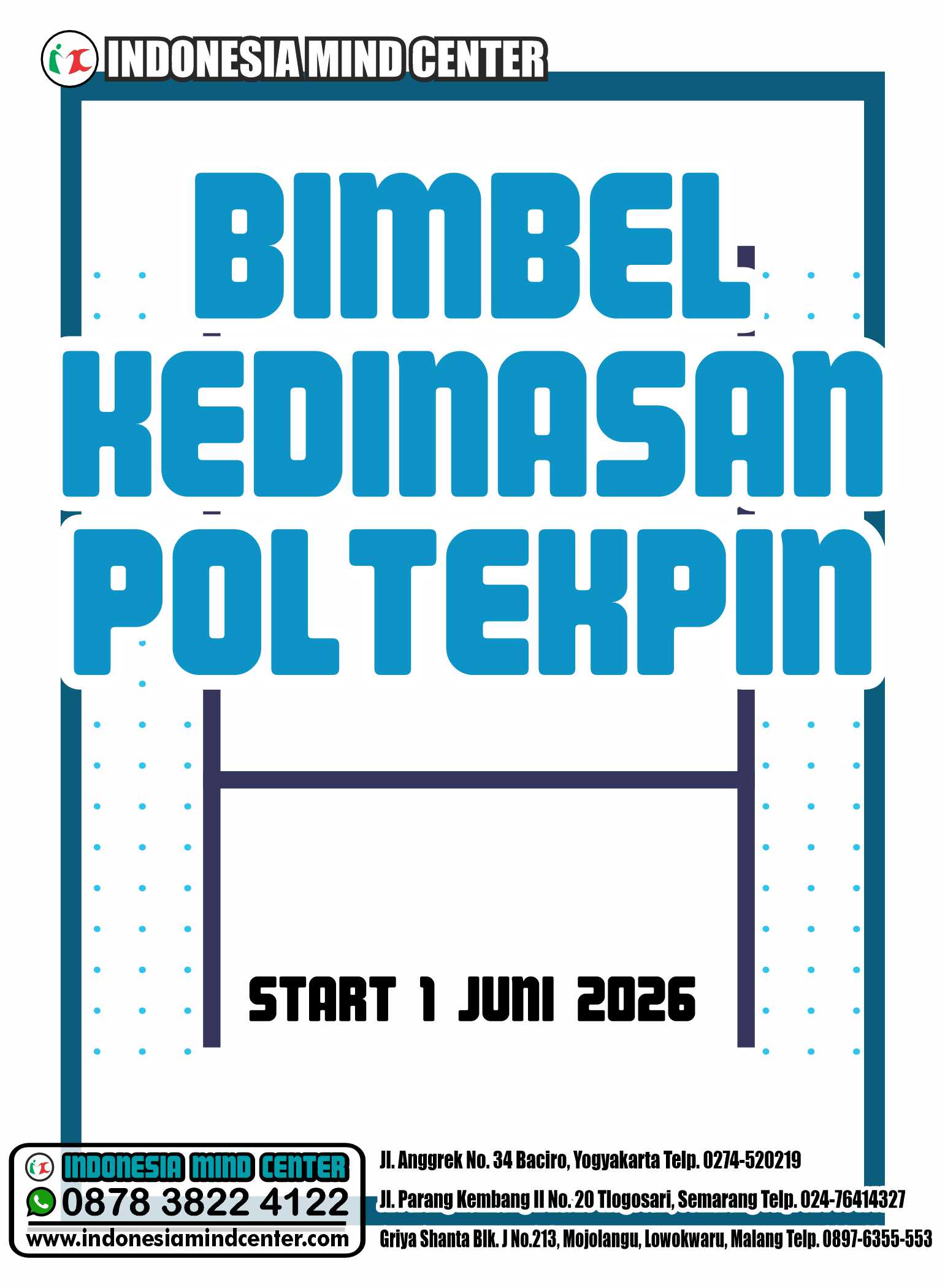 BIMBEL KEDINASAN POLTEKPIN 2026 START 1 JUNI 2026