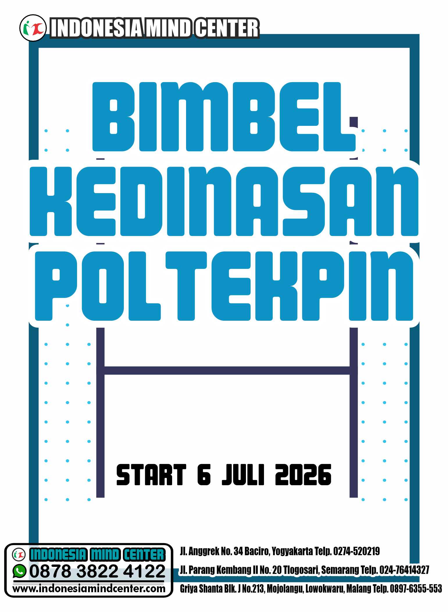 BIMBEL KEDINASAN POLTEKPIN 2026 START 6 JULI 2026