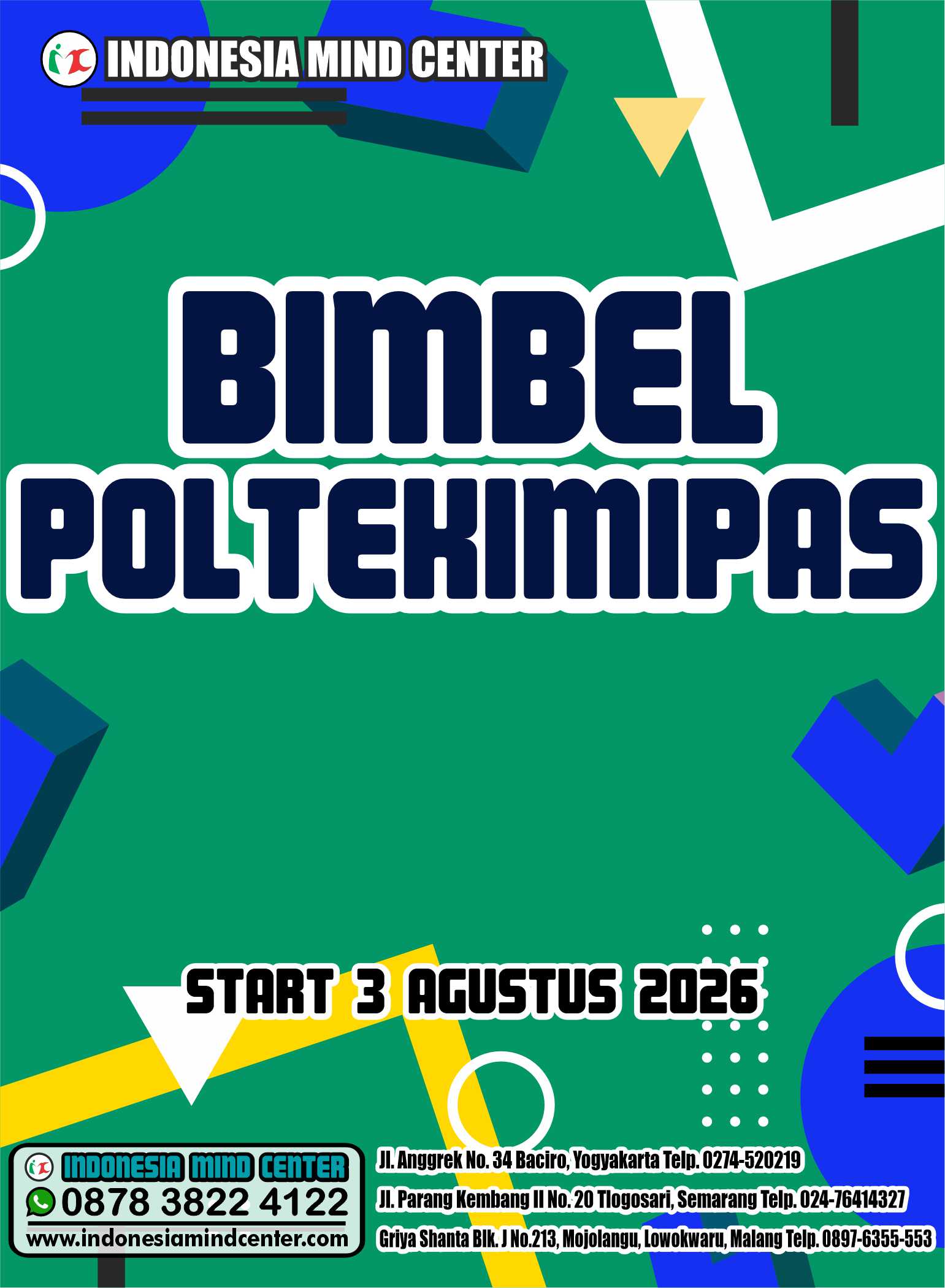 BIMBEL KEDINASAN POLTEKIMIPAS START 3 AGUSTUS 2026