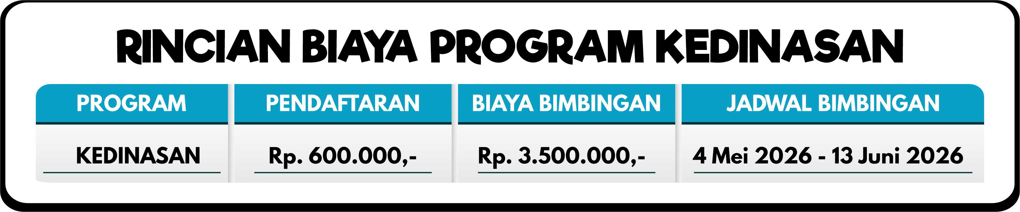 RINCIAN BIAYA PROGRAM KEDINASAN 2026 4 MEI26